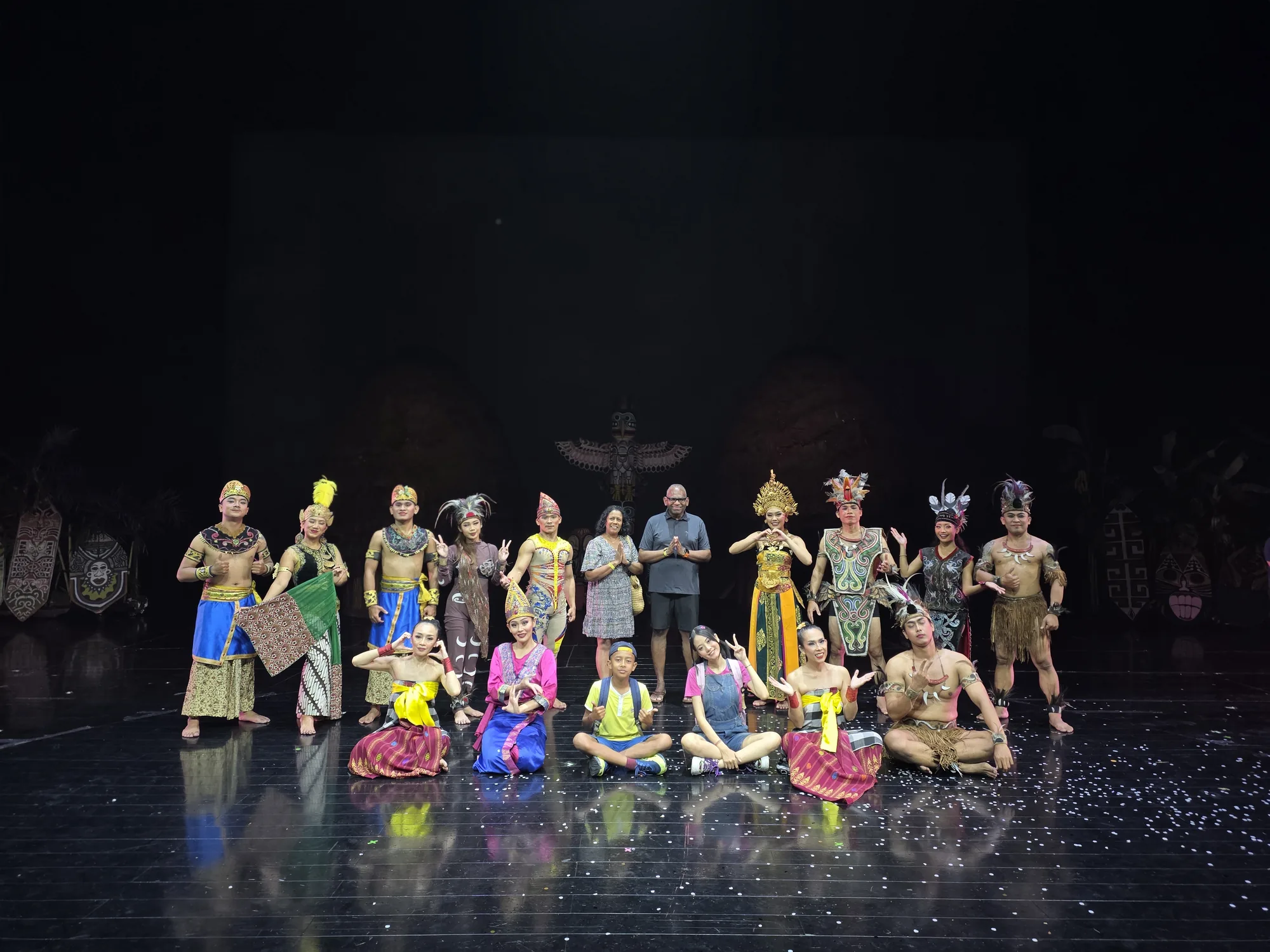 Robert and Ruky with the Devdan performers in Bali